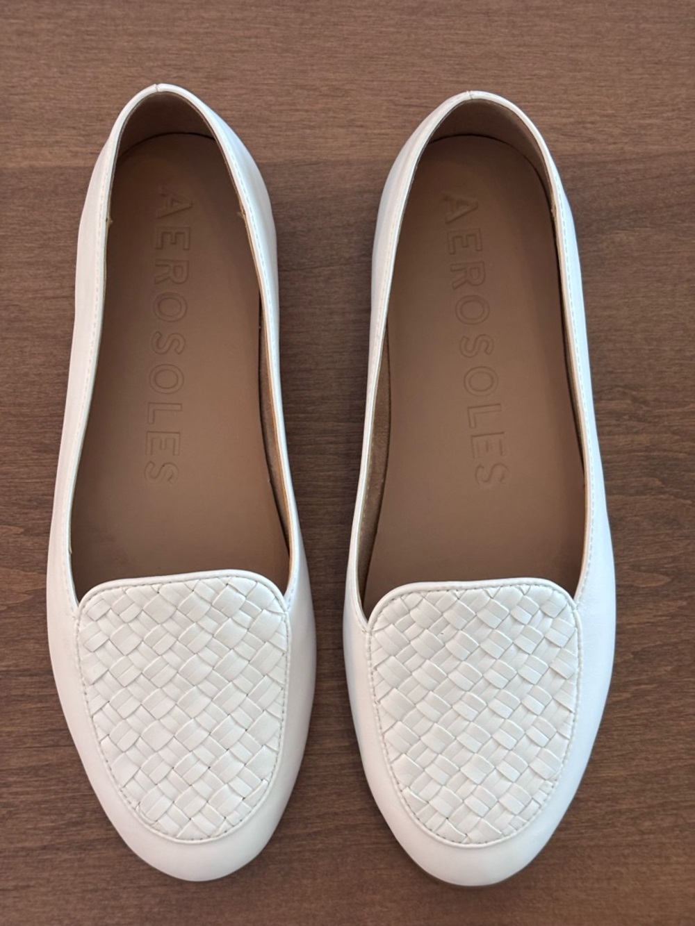 Women's Aerosoles Brielle White Woven Leather Loafers, size 8.5, No Box - Picture 3 of 16